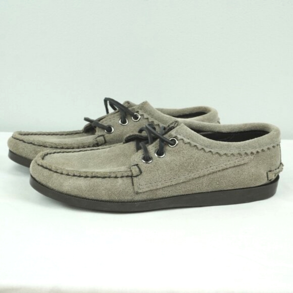 Quoddy M Blucher Gray Suede Moccasin Shoes Size 5.5